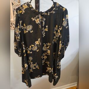 Torrid Black and Gold Floral Blouse